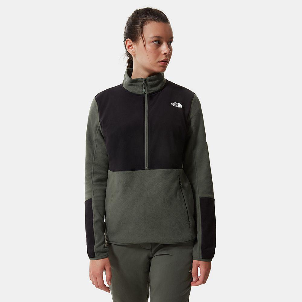 The North Face Diablo Midlayer Quarter-Zip Γυναικεια Fleece - Πρασινο / Μαυρα (VZCS76013)